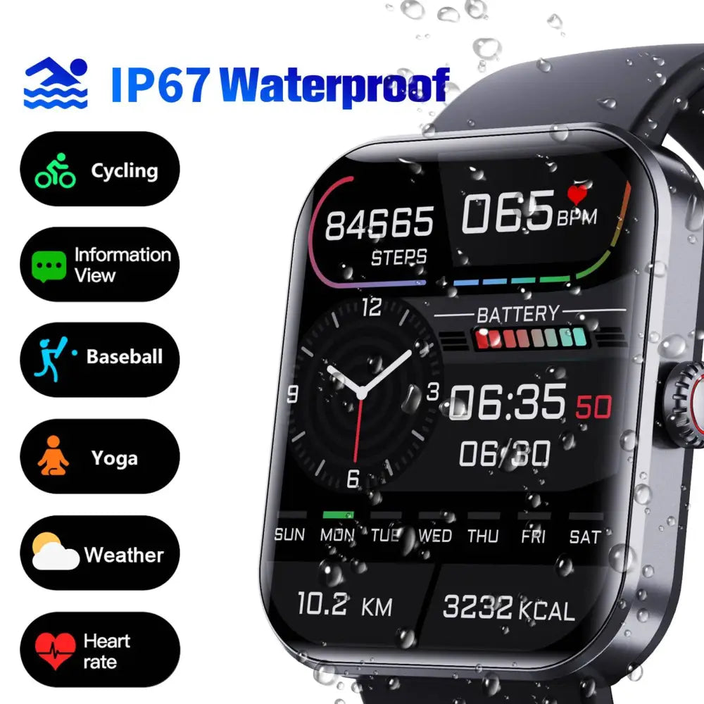 Bluetooth Smart Watch 1.9'' Blood Oxygen Test Smart Watch Heart Rate Monitoring MLNshops]