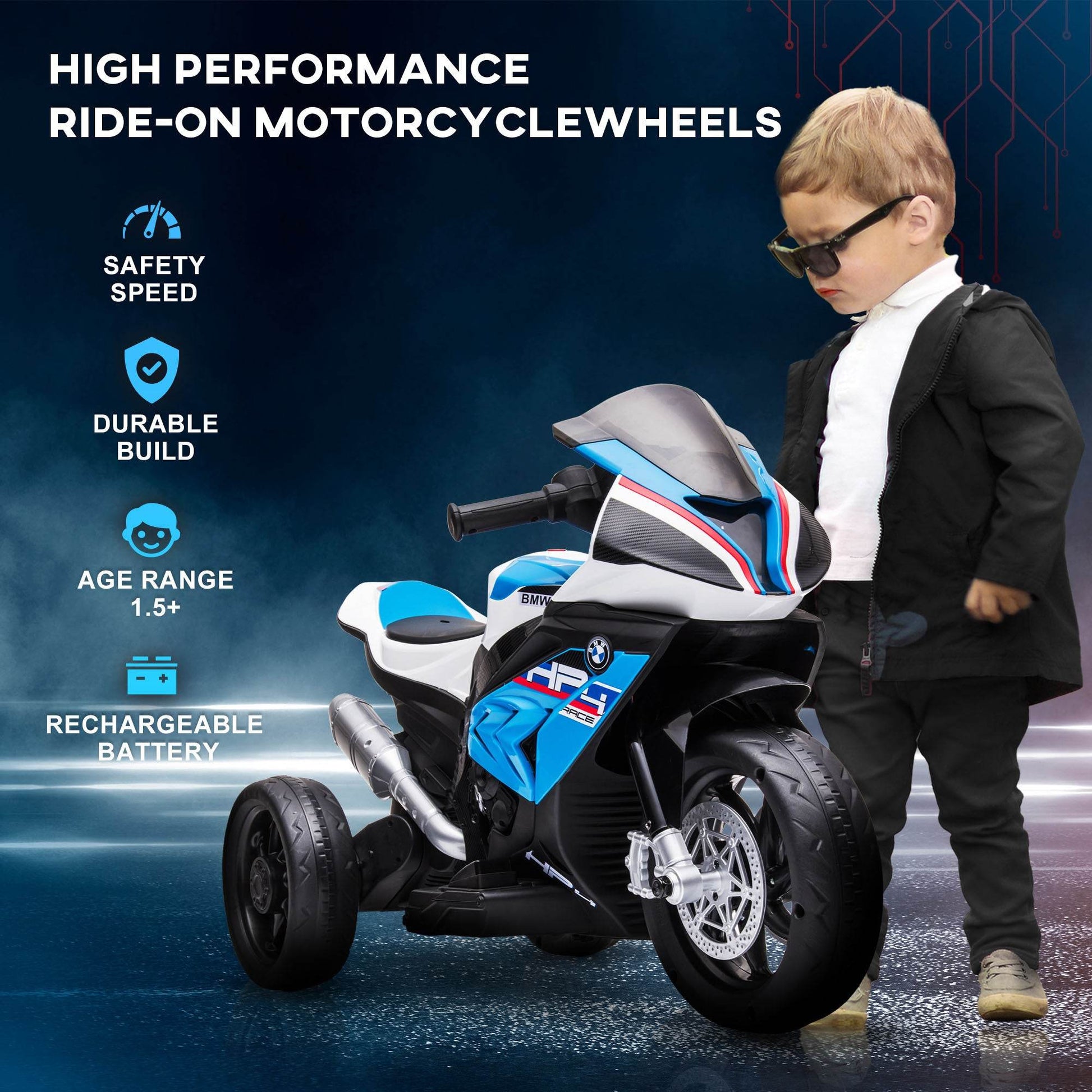 MLNshops 6V Kids Three Wheel Motorcycle with BMW Design