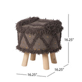 MLNshops Eucalyptus Wood Frame Ottoman Foot Stool