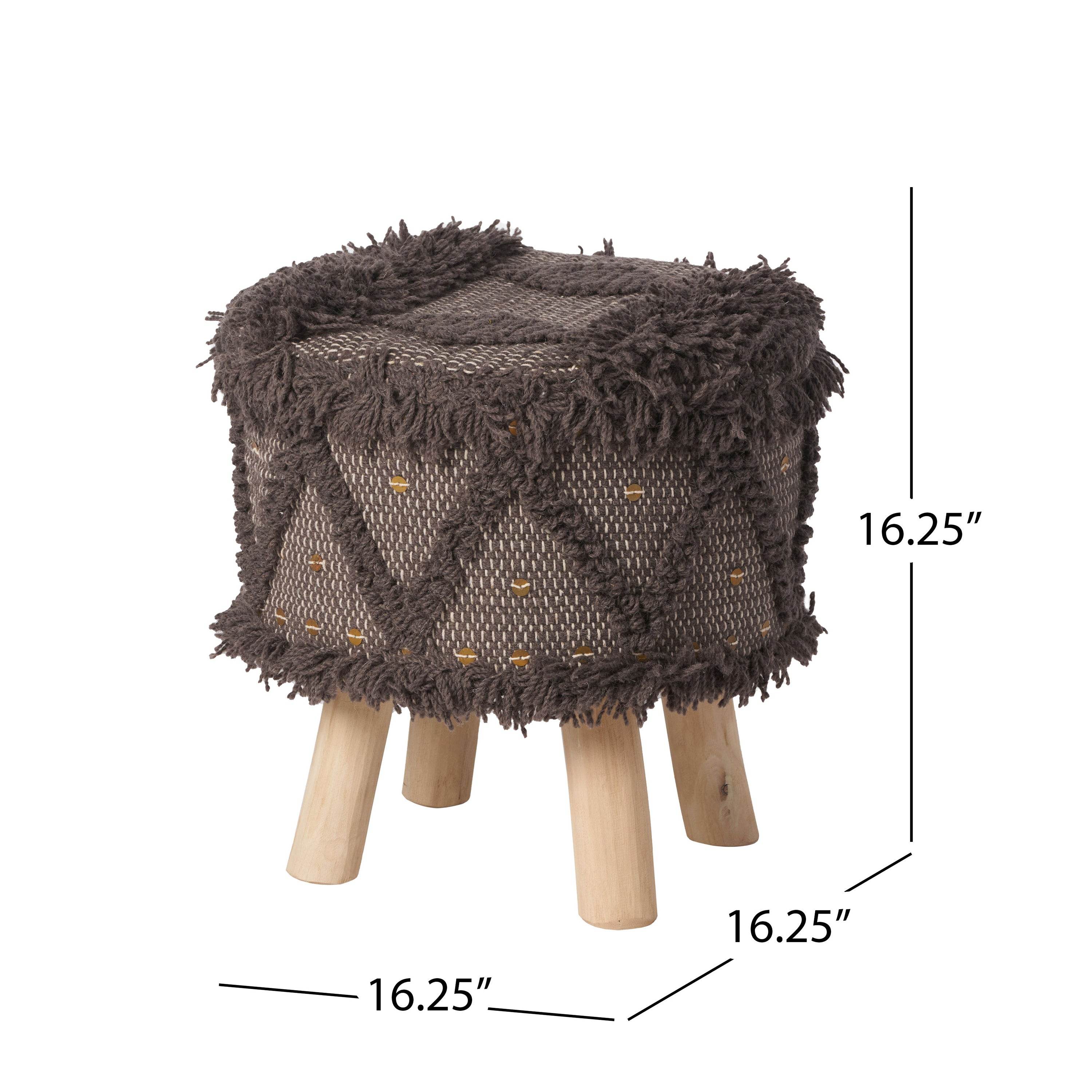 MLNshops Eucalyptus Wood Frame Ottoman Foot Stool