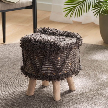 MLNshops Eucalyptus Wood Frame Ottoman Foot Stool