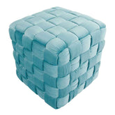 MLNshops Braided Pouf Ottoman Ice Blue - Soft & Stylish