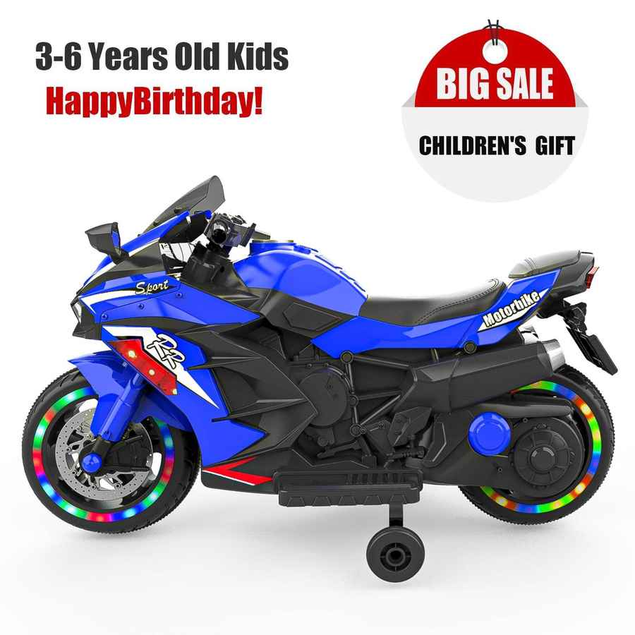 mlnshops 12V Electric Motorcycle for Kids with LED Wheels