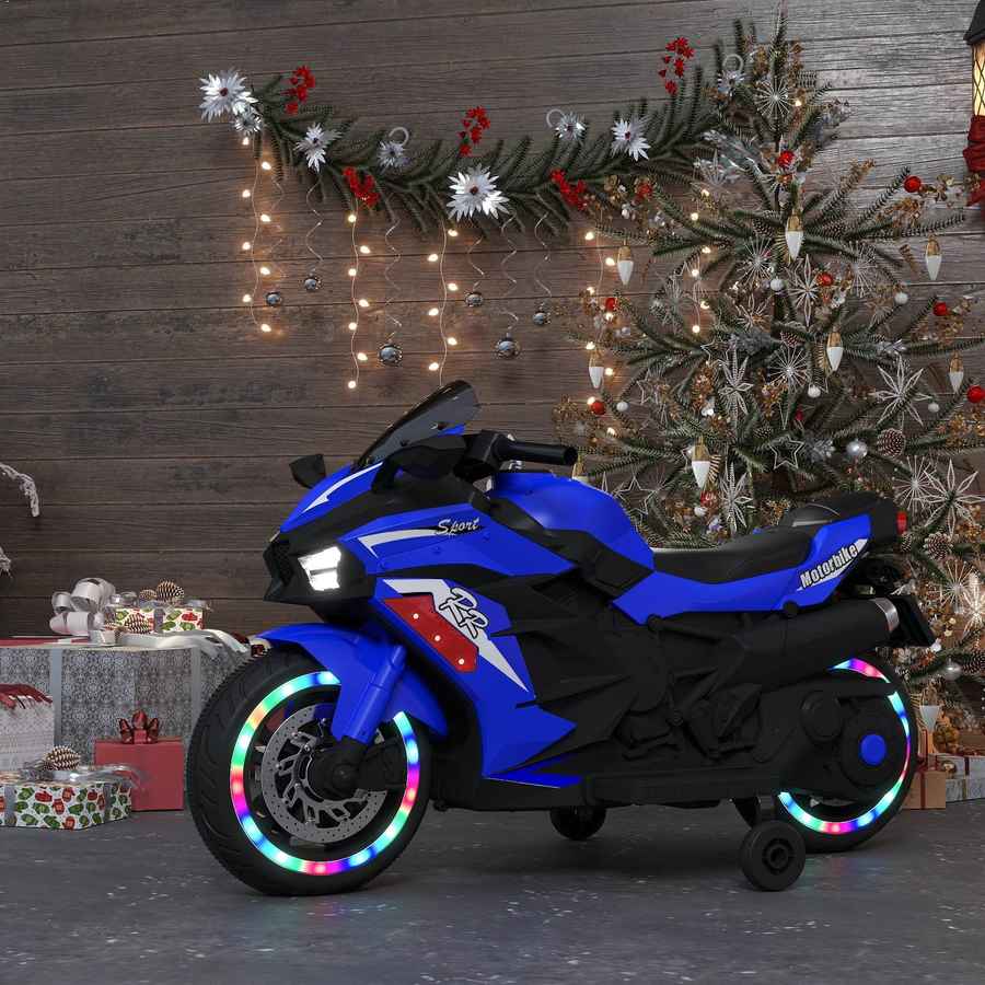 mlnshops 12V Electric Motorcycle for Kids with LED Wheels