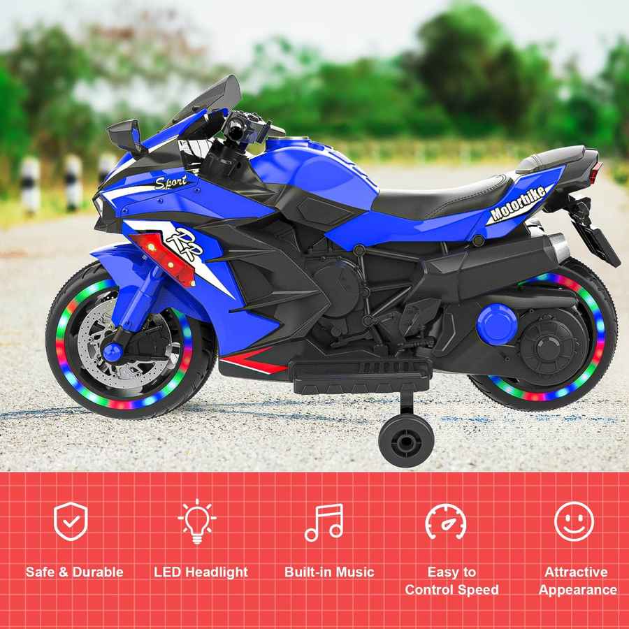 mlnshops 12V Electric Motorcycle for Kids with LED Wheels