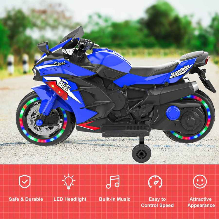 mlnshops 12V Electric Motorcycle for Kids with LED Wheels