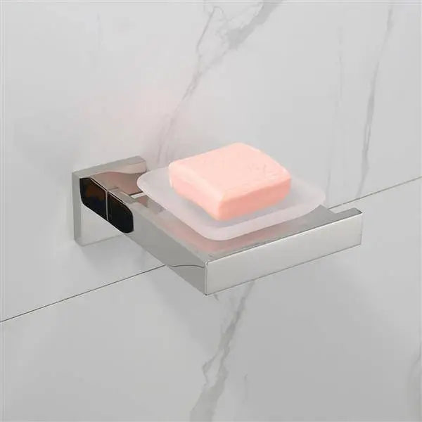 Bright Polishing Soap Dish Rust-Proof 304 Stainless Steel Square Soap Holder MLNshops]