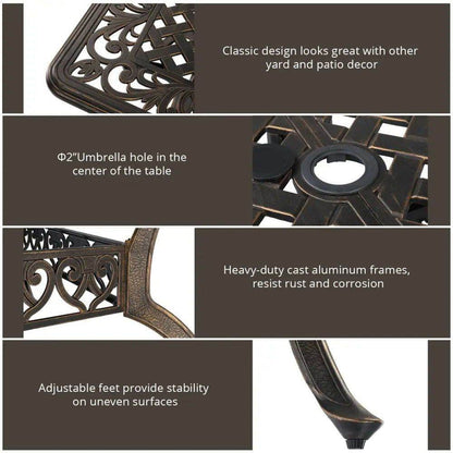 MLNshops Bronze Garden Table Outdoor - Cast Aluminum Design