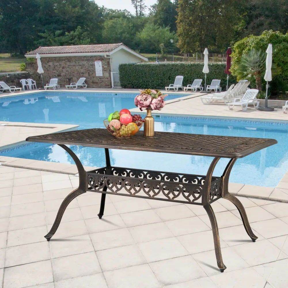 MLNshops Bronze Garden Table Outdoor - Cast Aluminum Design
