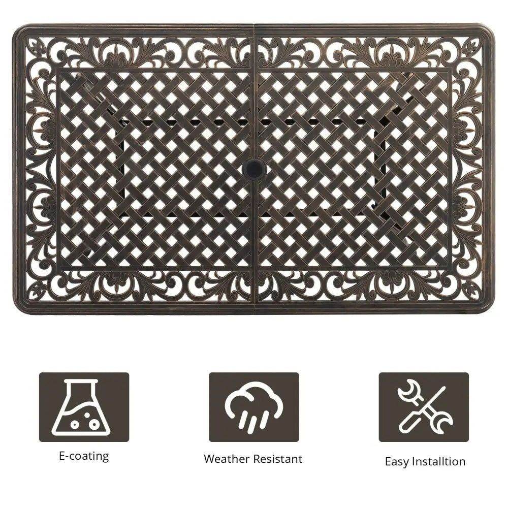 MLNshops Bronze Garden Table Outdoor - Cast Aluminum Design