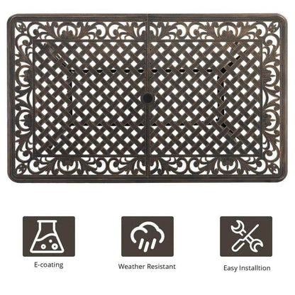 MLNshops Bronze Garden Table Outdoor - Cast Aluminum Design