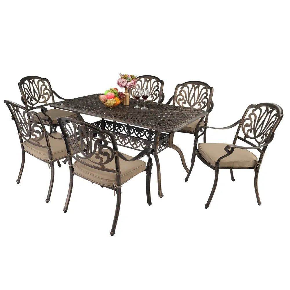 MLNshops Bronze Garden Table Outdoor - Cast Aluminum Design
