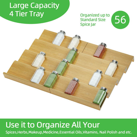 mlnshops Bamboo Spice Rack Organizer Drawer Set