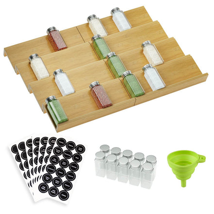 mlnshops Bamboo Spice Rack Organizer Drawer Set