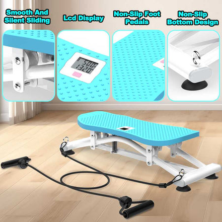 Sliding Ski Simulator with Resistance Bands - Indoor Skiing Fitness Equipment for Home Gym, With Resistance Bands & Non-Slip Base, Full-Body Cardio Training Machine for Core, Leg & Arm Workou