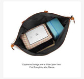 Expansive travel luggage set with three suitcases and two storage bags, featuring silent spinner wheels for smooth travel, black interior