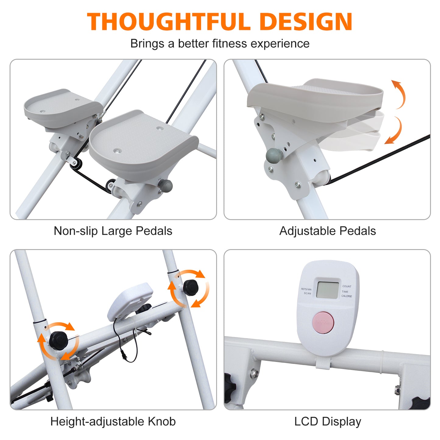 Stair Stepper Folding Vertical Cardio Exercise Climber Stair-Master for Exercise at Home Full Body Workout Machine with Handlebar