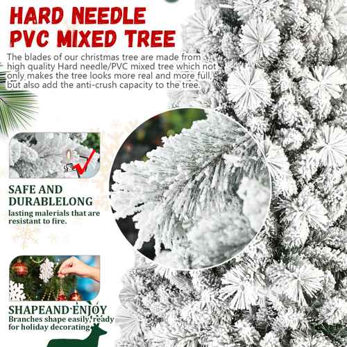 4 ft flocked Christmas tree hard needle and PVC mixed branches