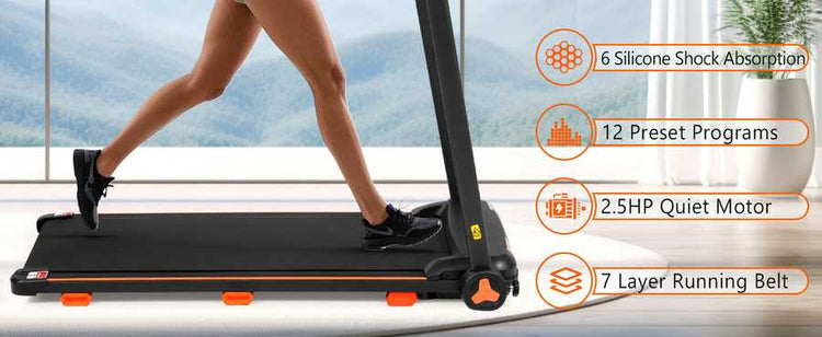 Silicone Shock Absorption with 12 Preset Programs on Treadmill