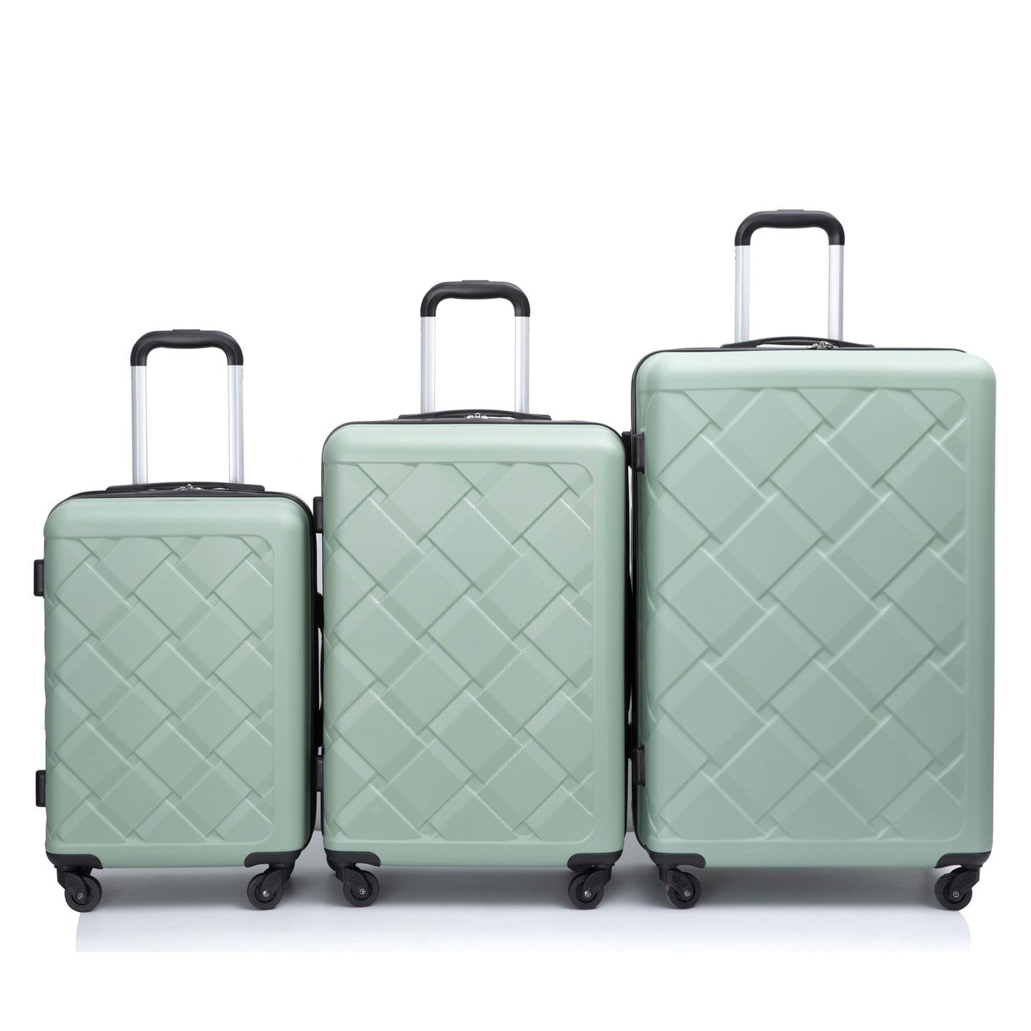 Hardshell Suitcase with Spinner Wheels ABS Luggage Sets Lightweight Durable Suitcase,8-Piece Set (20/24/28+portable handbag + 4 pieces storage bag set) , GREEN