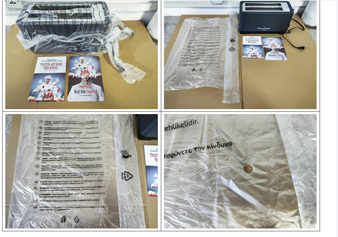 4-Slice Toaster with Warming Rack - 6 Browning Settings | Easy Cleanup, unboxing includes toaster, manual, and protective packaging for safe delivery.