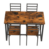 5 Piece Metal and Wood Indoor Modern Dining Table Furniture Set for 4