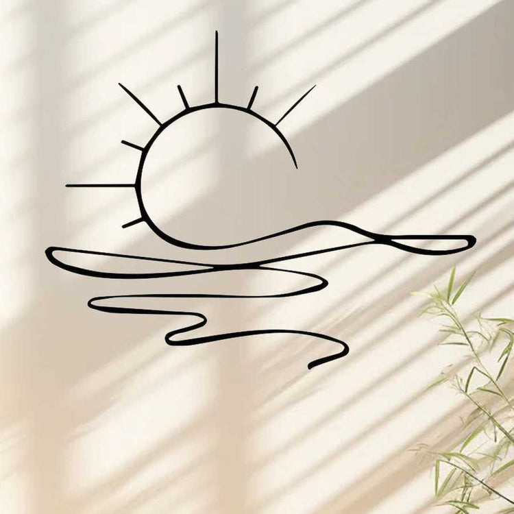 Modern minimalist sunrise wall art with metal iron on wall