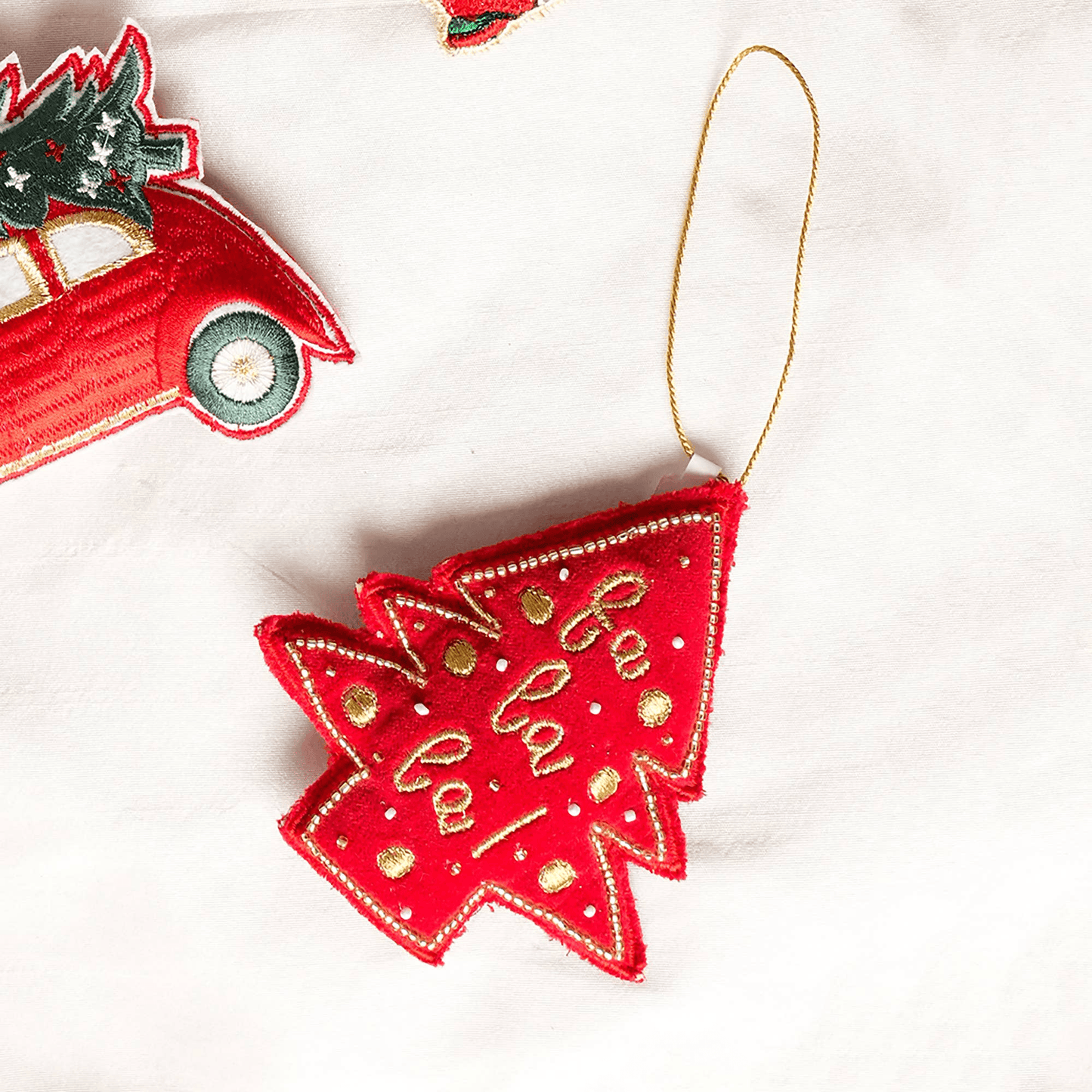 Expobazaar Embroidered Christmas Cheer Ornament - Red Default