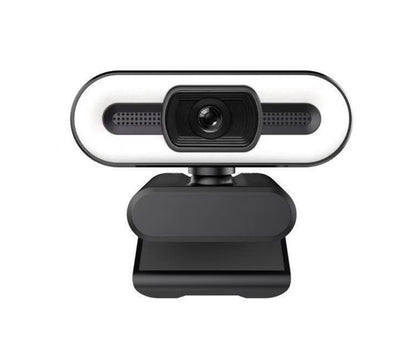 Compact and sleek 4K webcam with built-in microphone and touch light, perfect for live streaming and video conferencing on computers.