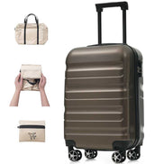 Hardshell ABS Carry-On Luggage with Spinner Wheels, Lightweight Travel Suitcase Set with Foldable Duffel Bag for Men & Women, 20Inch