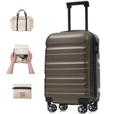 Hardshell ABS Carry-On Luggage with Spinner Wheels, Lightweight Travel Suitcase Set with Foldable Duffel Bag for Men & Women, 20Inch