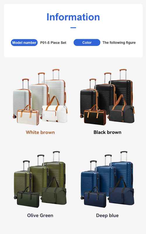 Set of four hard-shell suitcases with orange accents, two in white and two in black, featuring telescoping handles and spinner wheels for travel.