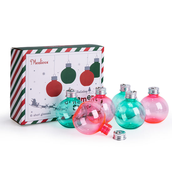 6 Pcs Christmas Ornament Balls for Drink, 5oz Fillable Ornaments Plastic Bulb Booze Balls for Christmas Tree Hanging Decor Christmas Gifts White Elephant Gifts Stocking Stuffers