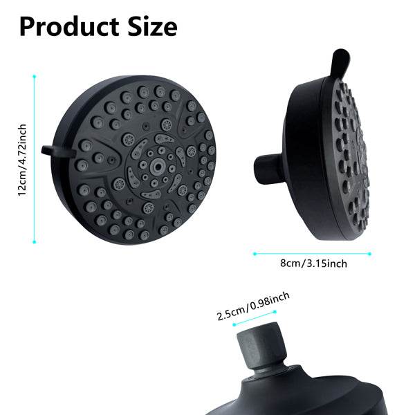 MLNshops 10 spray mode showerhead - Matte Black Anti-Clog