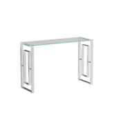 MLNshops Modern Glass Console Table with Chrome Frame