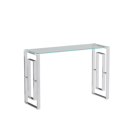 MLNshops Modern Glass Console Table with Chrome Frame