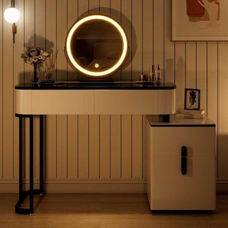 Modern Vanity Table with Storage | Adjustable Height, Multi-functional