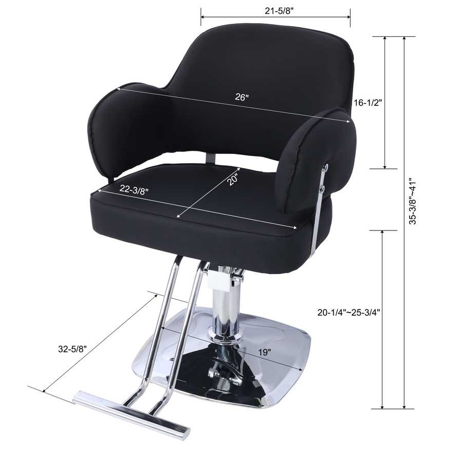Salon Styling Chair - Heavy Duty Salon Chair in black with wide seat, chrome base, and adjustable height for professional hair salons.