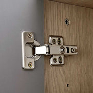 Durable metal hinge detail on the Multi-functional Shoe Storage Bench & Cabinets ensures smooth cabinet door operation and longevity.