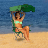 MLNshops Camping Chair with Sun Shade for Relaxing at the Beach