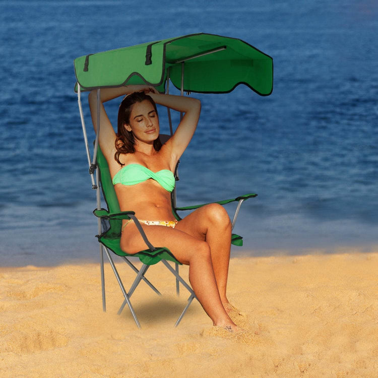 MLNshops Camping Chair with Sun Shade for Relaxing at the Beach