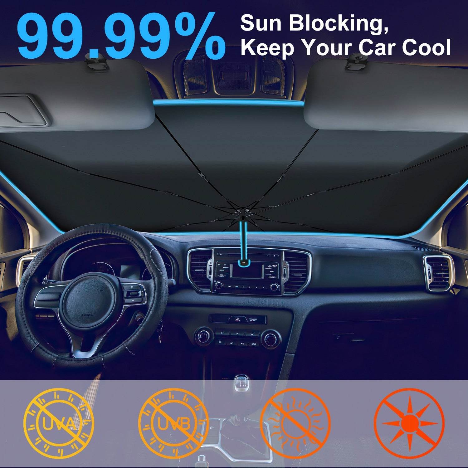 mlnshops Car Sun Shield with Carry Bag - UV Protection