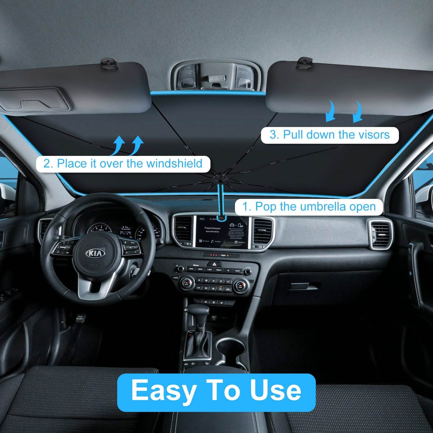 mlnshops Car Sun Shield with Carry Bag - UV Protection