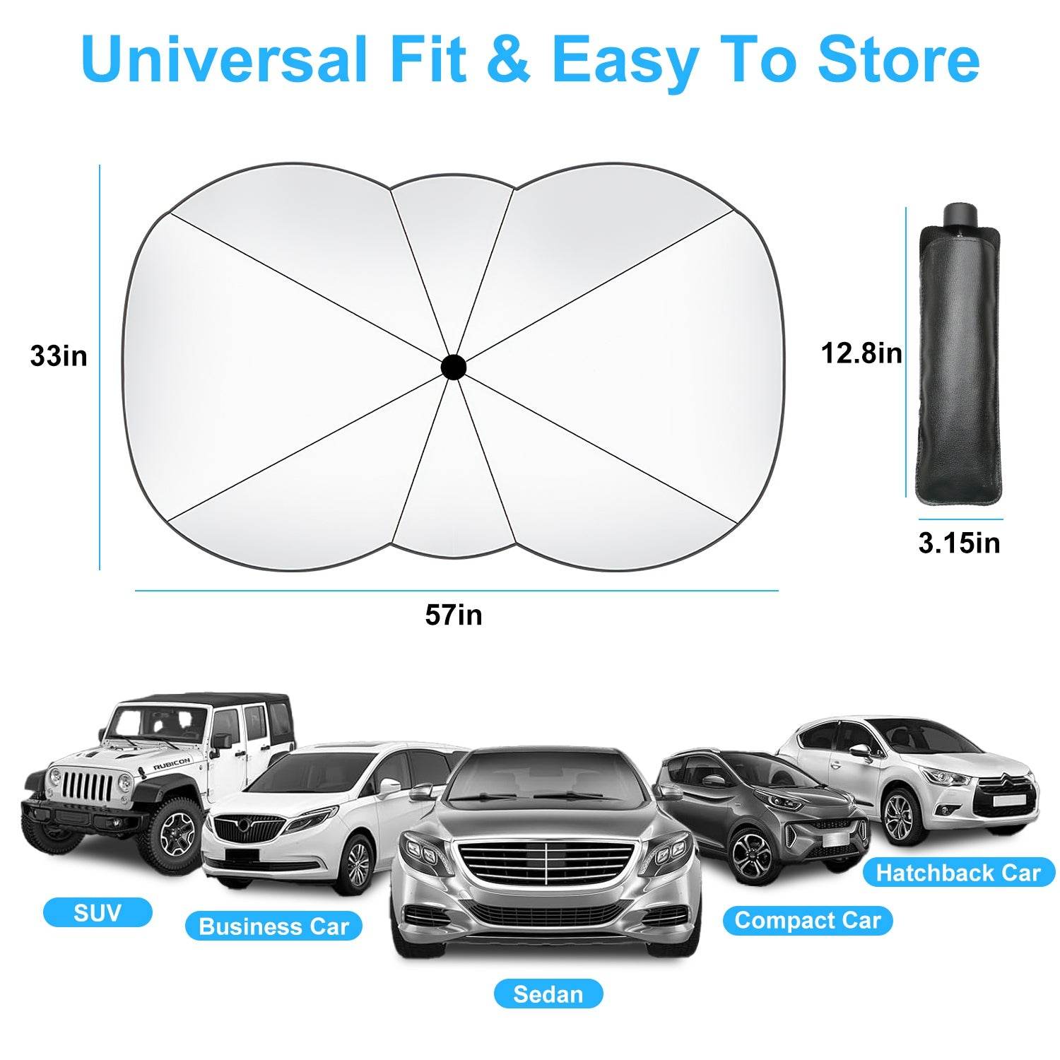 mlnshops Car Sun Shield with Carry Bag - UV Protection