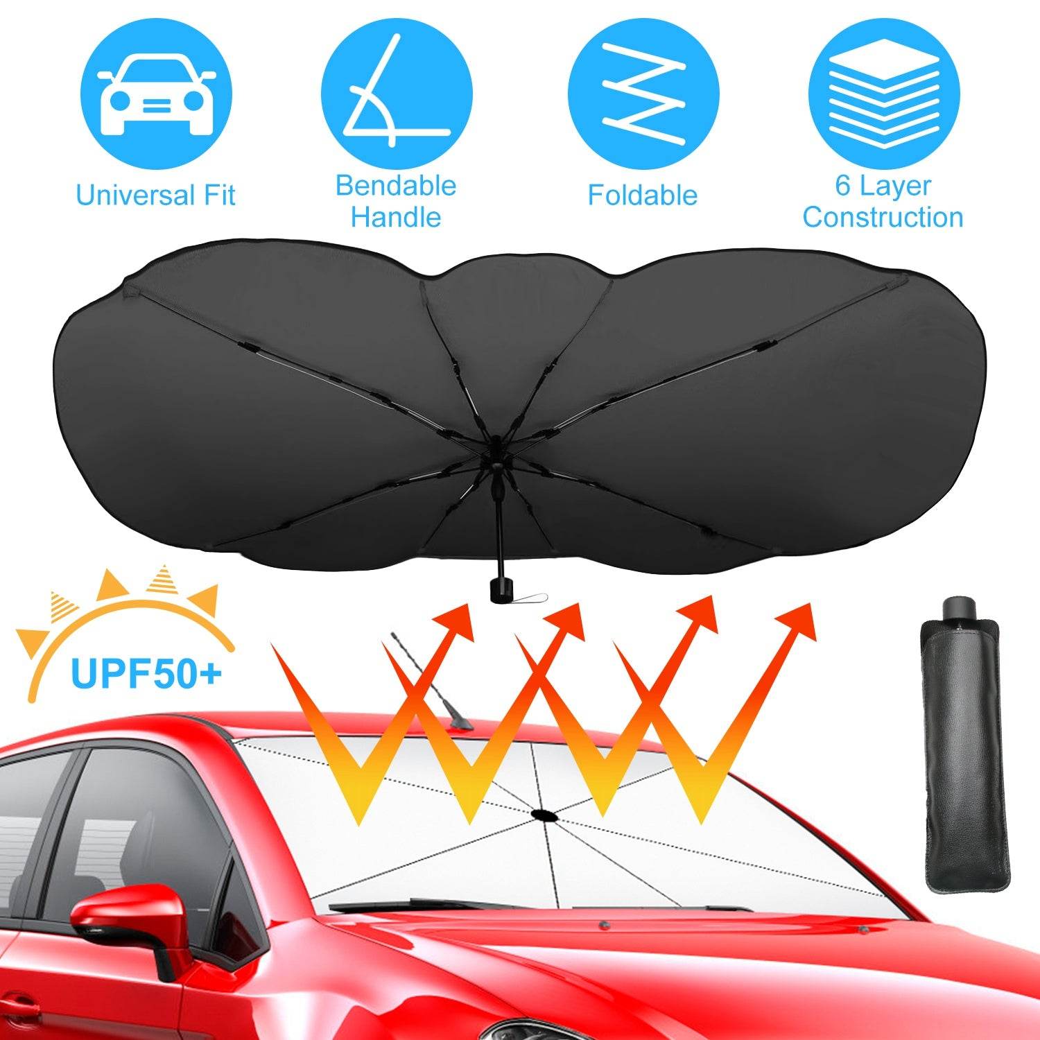 mlnshops Car Sun Shield with Carry Bag - UV Protection