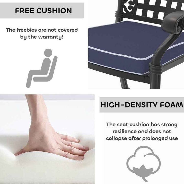 MLNshops Cast Aluminum Patio Chairs with Cushions