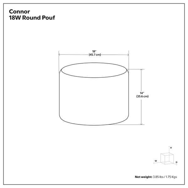 A black and white technical dimension diagram of a cylindrical product labeled &