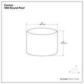 A black and white technical dimension diagram of a cylindrical product labeled &