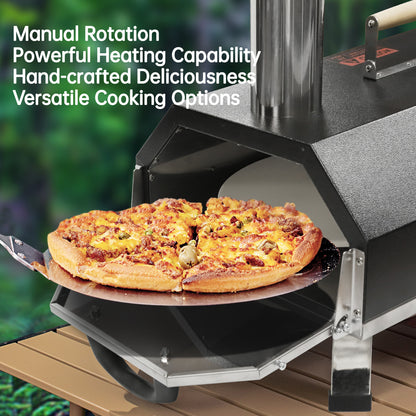Semi-Automatic Black 12 Outdoor Pizza Oven Portable Wood Fired Pizza Oven Outdoor Cooking Pizza Maker Portable Pizza Oven