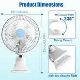 Product dimensions and structure with fan blades, cover, and non-slip pads